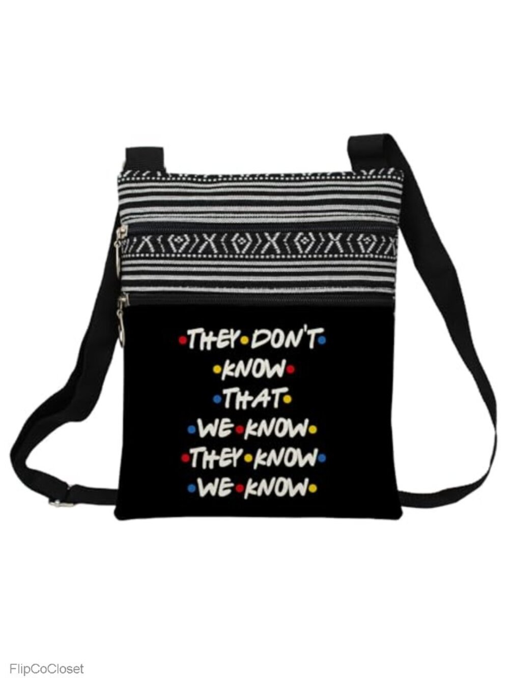 Polyester Crossbody Bag Small Ethnic Adjustable Strap Zipper Pouch Sling